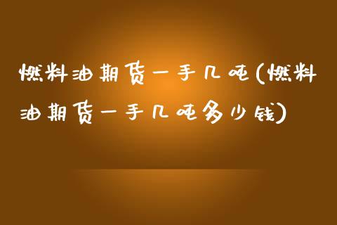 燃料油期货一手几吨(燃料油期货一手几吨多少钱)_https://www.liuyiidc.com_国际期货_第1张