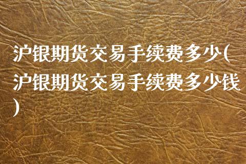 沪银期货交易手续费多少(沪银期货交易手续费多少钱)_https://www.liuyiidc.com_国际期货_第1张