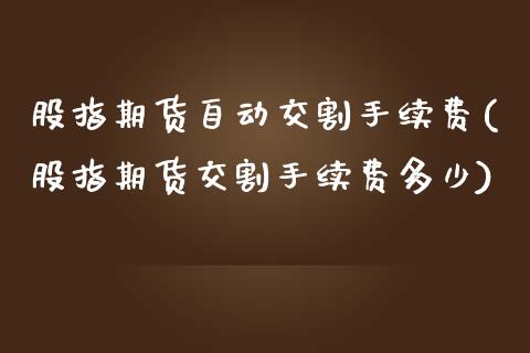 股指期货自动交割手续费(股指期货交割手续费多少)_https://www.liuyiidc.com_国际期货_第1张