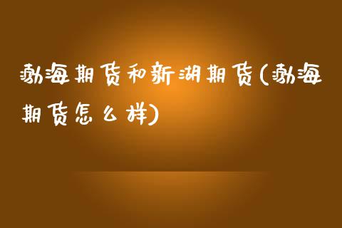 渤海期货和新湖期货(渤海期货怎么样)_https://www.liuyiidc.com_理财百科_第1张