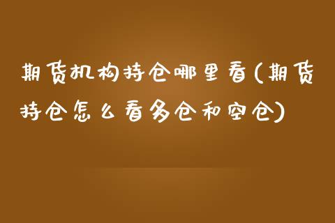 期货机构持仓哪里看(期货持仓怎么看多仓和空仓)_https://www.liuyiidc.com_期货理财_第1张