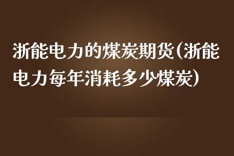 浙能电力的煤炭期货(浙能电力每年消耗多少煤炭)_https://www.liuyiidc.com_恒生指数_第1张