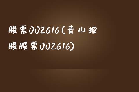 股票002616(青山控股股票002616)_https://www.liuyiidc.com_股票理财_第1张