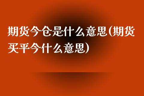 期货今仓是什么意思(期货买平今什么意思)_https://www.liuyiidc.com_期货理财_第1张