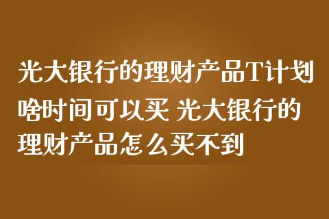 光大银行的理财产品T啥时间可以买 光大银行的理财产品怎么买不到_https://www.liuyiidc.com_保险理财_第1张