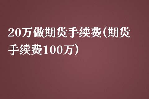 20万做期货手续费(期货手续费100万)_https://www.liuyiidc.com_国际期货_第1张