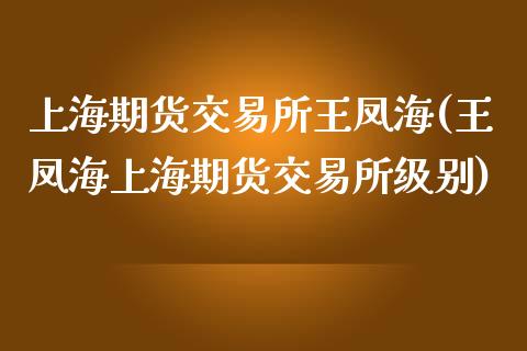 上海期货交易所王凤海(王凤海上海期货交易所级别)_https://www.liuyiidc.com_期货品种_第1张