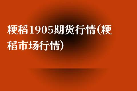 粳稻1905期货行情(粳稻市场行情)_https://www.liuyiidc.com_基金理财_第1张