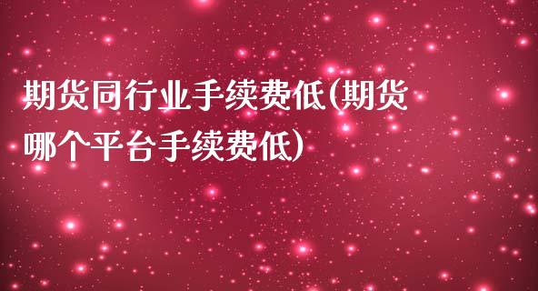 期货同行业手续费低(期货哪个平台手续费低)_https://www.liuyiidc.com_国际期货_第1张