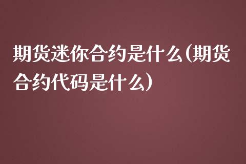 期货迷你合约是什么(期货合约代码是什么)_https://www.liuyiidc.com_期货品种_第1张