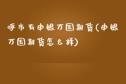 呼市有申银万国期货(申银万国期货怎么样)_https://www.liuyiidc.com_期货知识_第1张