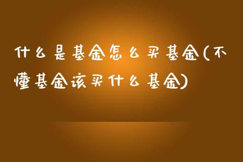 什么是基金怎么买基金(不懂基金该买什么基金)_https://www.liuyiidc.com_期货直播_第1张