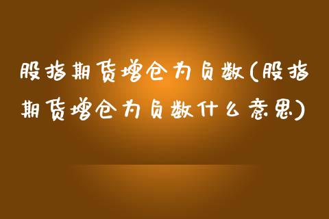 股指期货增仓为负数(股指期货增仓为负数什么意思)_https://www.liuyiidc.com_期货品种_第1张