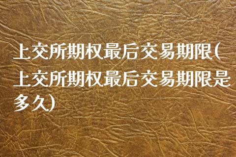 上交所期权最后交易期限(上交所期权最后交易期限是多久)_https://www.liuyiidc.com_期货品种_第1张