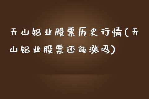 天山铝业股票历史行情(天山铝业股票还能涨吗)_https://www.liuyiidc.com_期货理财_第1张