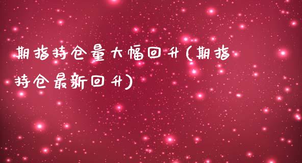 期指持仓量大幅回升(期指持仓最新回升)_https://www.liuyiidc.com_期货理财_第1张