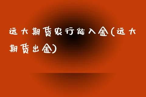 远大期货农行能入金(远大期货出金)_https://www.liuyiidc.com_期货软件_第1张