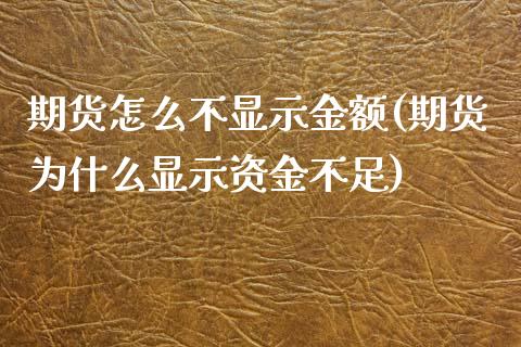 期货怎么不显示金额(期货为什么显示资金不足)_https://www.liuyiidc.com_理财品种_第1张