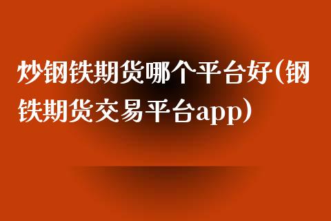 炒钢铁期货哪个平台好(钢铁期货交易平台app)_https://www.liuyiidc.com_理财百科_第1张