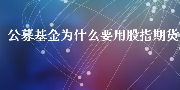 公募基金为什么要用股指期货_https://www.liuyiidc.com_基金理财_第1张