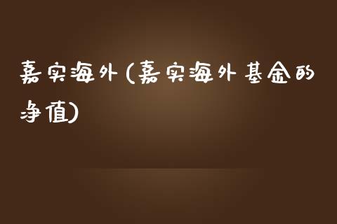 嘉实海外(嘉实海外基金的净值)_https://www.liuyiidc.com_股票理财_第1张