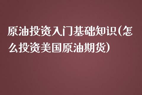 原油投资入门基础知识(怎么投资美国原油期货)_https://www.liuyiidc.com_恒生指数_第1张