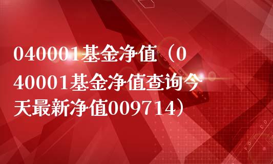 040001基金净值（040001基金净值查询今天最新净值009714）