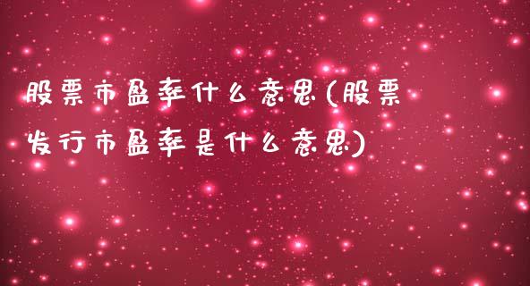 股票市盈率什么意思(股票发行市盈率是什么意思)_https://www.liuyiidc.com_股票理财_第1张