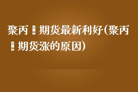 聚丙烯期货最新利好(聚丙烯期货涨的原因)_https://www.liuyiidc.com_理财品种_第1张