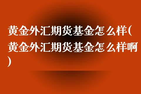 黄金外汇期货基金怎么样(黄金外汇期货基金怎么样啊)_https://www.liuyiidc.com_基金理财_第1张