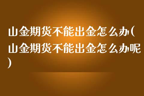 山金期货不能出金怎么办(山金期货不能出金怎么办呢)_https://www.liuyiidc.com_期货品种_第1张