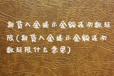 期货入金提示金额或次数超限(期货入金提示金额或次数超限什么意思)_https://www.liuyiidc.com_期货交易所_第1张