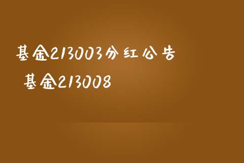 基金213003分红 基金213008