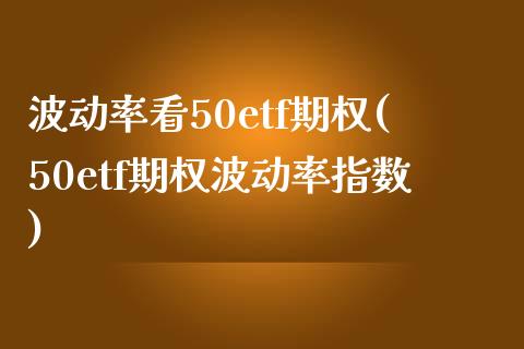 波动率看50etf期权(50etf期权波动率指数)_https://www.liuyiidc.com_基金理财_第1张