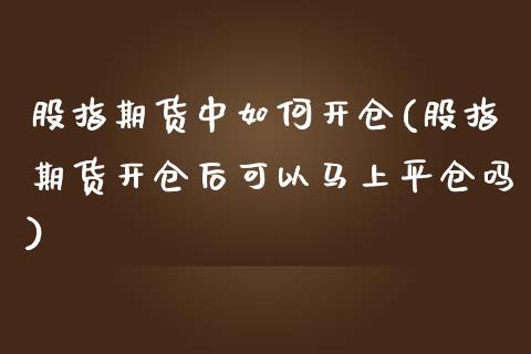 股指期货中如何开仓(股指期货开仓后可以马上平仓吗)_https://www.liuyiidc.com_理财百科_第1张