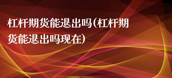 杠杆期货能退出吗(杠杆期货能退出吗现在)_https://www.liuyiidc.com_股票理财_第1张