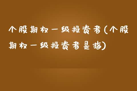 个股期权一级投资者(个股期权一级投资者是指)_https://www.liuyiidc.com_期货交易所_第1张