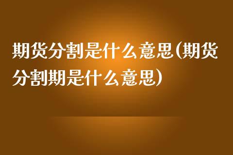 期货分割是什么意思(期货分割期是什么意思)_https://www.liuyiidc.com_理财品种_第1张