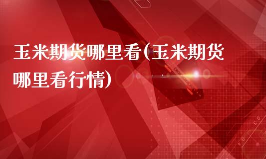 玉米期货哪里看(玉米期货哪里看行情)_https://www.liuyiidc.com_期货交易所_第1张