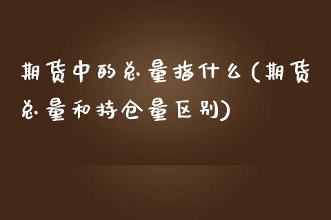 期货中的总量指什么(期货总量和持仓量区别)_https://www.liuyiidc.com_期货知识_第1张