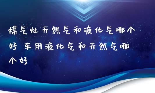 煤气灶天然气和液化气哪个好 车用液化气和天然气哪个好_https://www.liuyiidc.com_理财百科_第1张