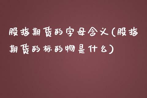 股指期货的字母含义(股指期货的标的物是什么)_https://www.liuyiidc.com_理财品种_第1张