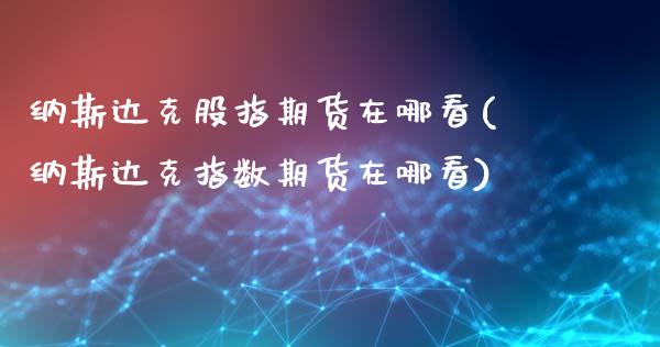 纳斯达克股指期货在哪看(纳斯达克指数期货在哪看)_https://www.liuyiidc.com_基金理财_第1张