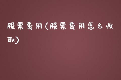 股票费用(股票费用怎么收取)_https://www.liuyiidc.com_股票理财_第1张