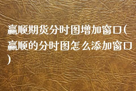 赢顺期货分时图增加窗口(赢顺的分时图怎么添加窗口)_https://www.liuyiidc.com_期货品种_第1张