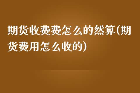 期货收费费怎么的然算(期货费用怎么收的)_https://www.liuyiidc.com_期货品种_第1张