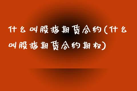 什么叫股指期货合约(什么叫股指期货合约期权)_https://www.liuyiidc.com_恒生指数_第1张