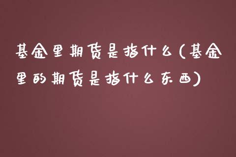 基金里期货是指什么(基金里的期货是指什么东西)_https://www.liuyiidc.com_理财百科_第1张