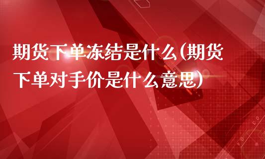 期货下单冻结是什么(期货下单对手价是什么意思)_https://www.liuyiidc.com_期货理财_第1张