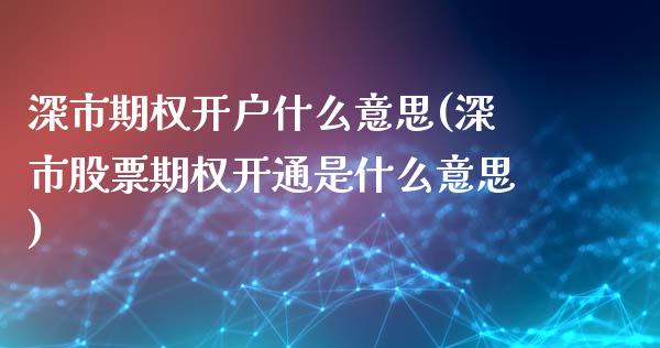 深市期权开户什么意思(深市股票期权开通是什么意思)_https://www.liuyiidc.com_理财品种_第1张